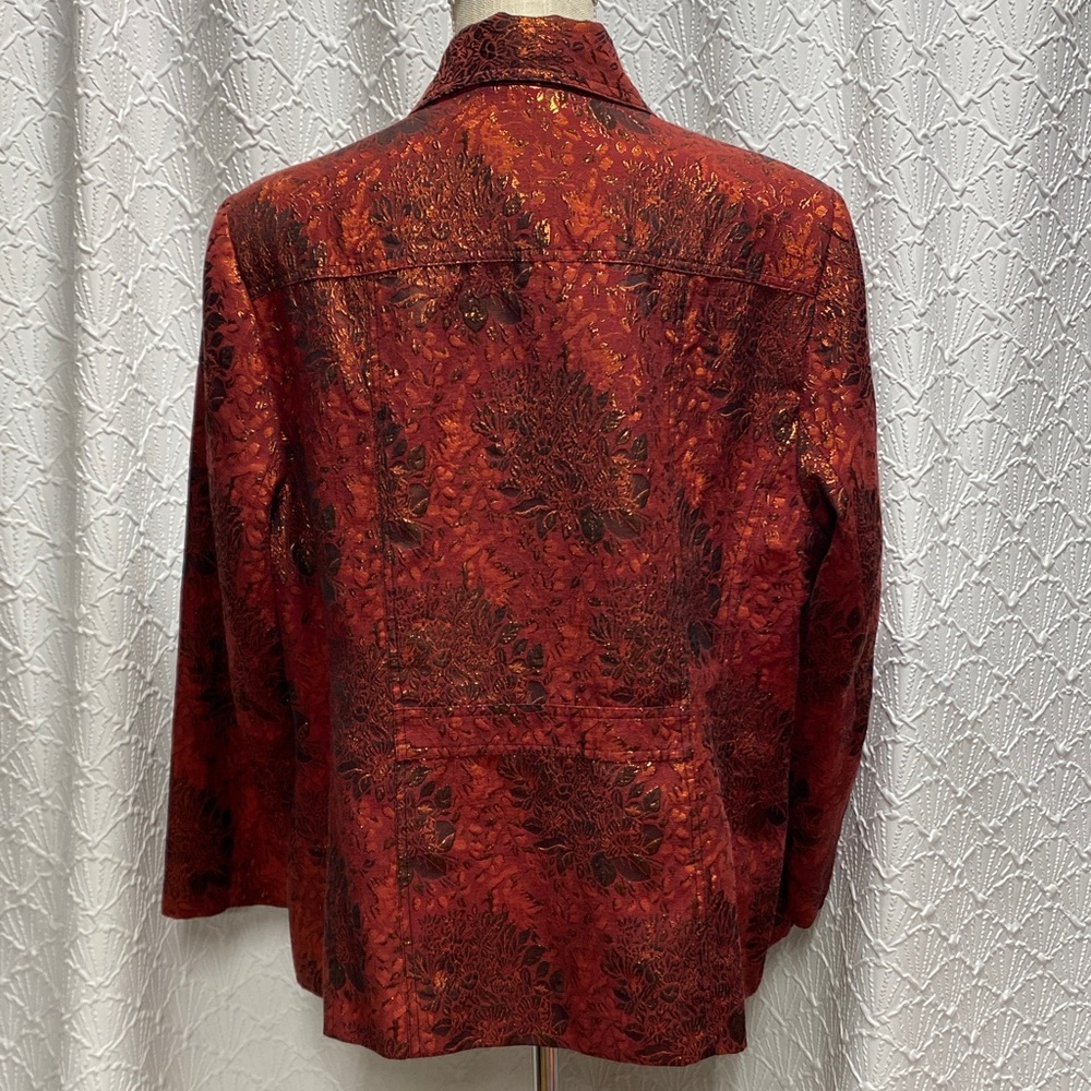 Kim Rogers size 2X Red and Black Patterned Blazer floral holiday‎ elegant dressy - Picture 6 of 7